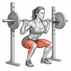 Barbell back squat, female