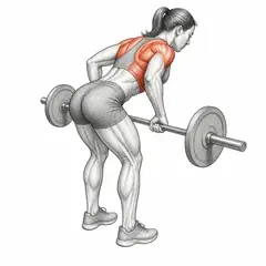 Barbell bent-over row, female